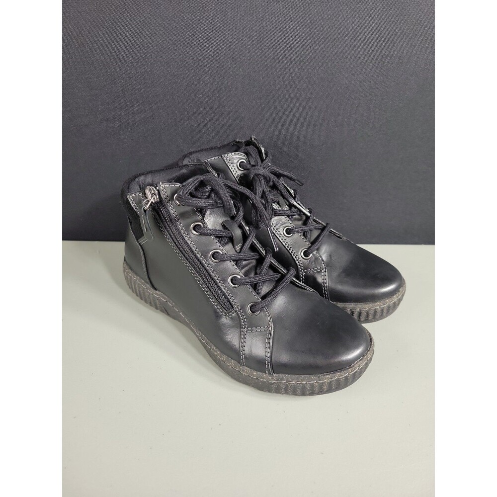 Clarks Collection Leather Lace-Up Ankle Boots Caroline Park Black Women's 5.5